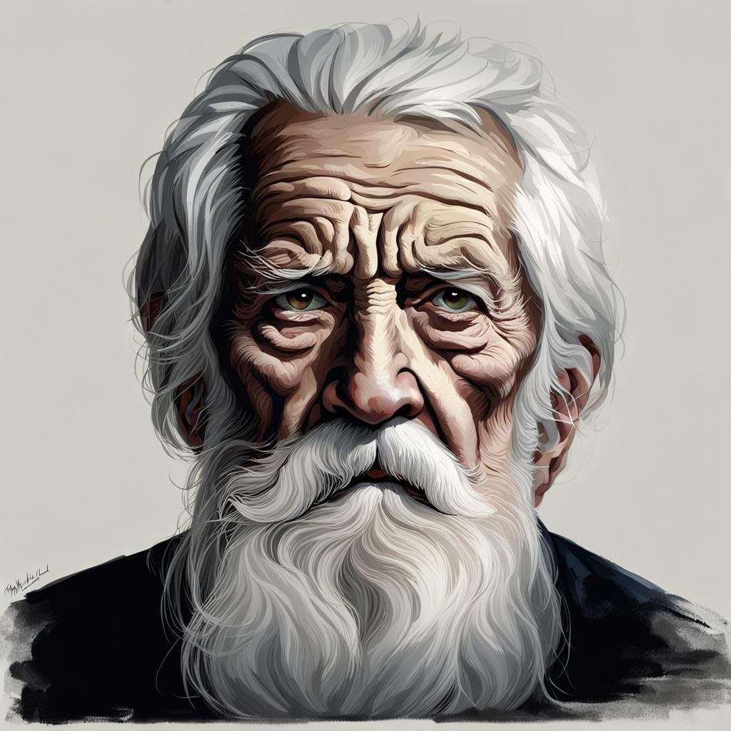 Detailed Pencil Portrait of Elderly Man