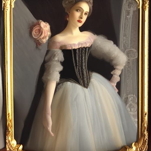 Vampire's Golden Tights in Victorian Era Oil Painting