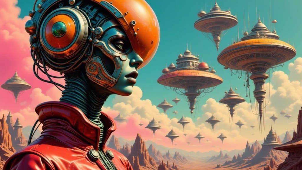 Alien Invasion with Hyperrealistic Ships in Concept Art Styl...