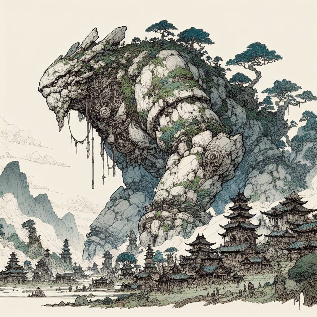 Fantastical Ink-Watercolor Creature Rambles Through Medieval...