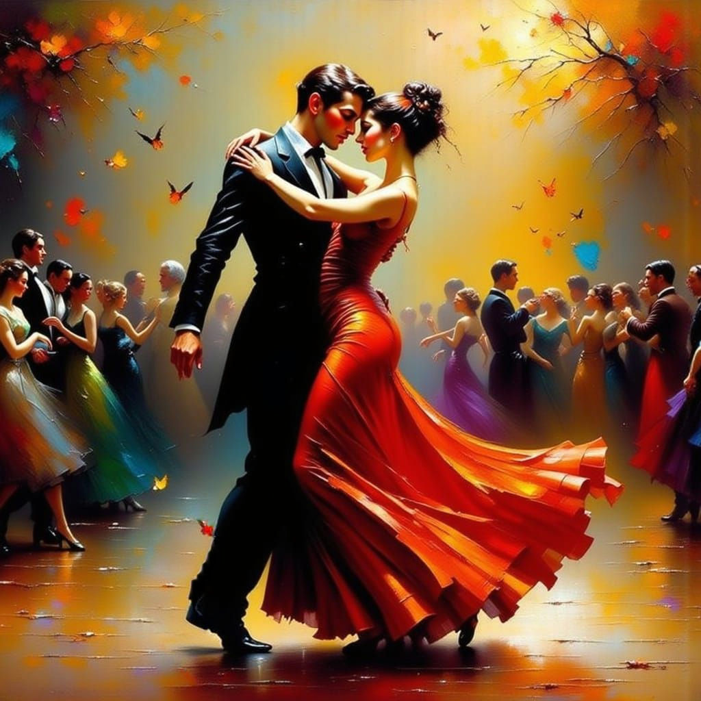 Surreal Tango Dancer in Cyberpunk Aesthetic