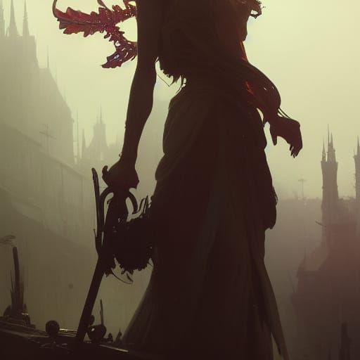 Dark Fantasy Masterpiece in Purple and Yellow