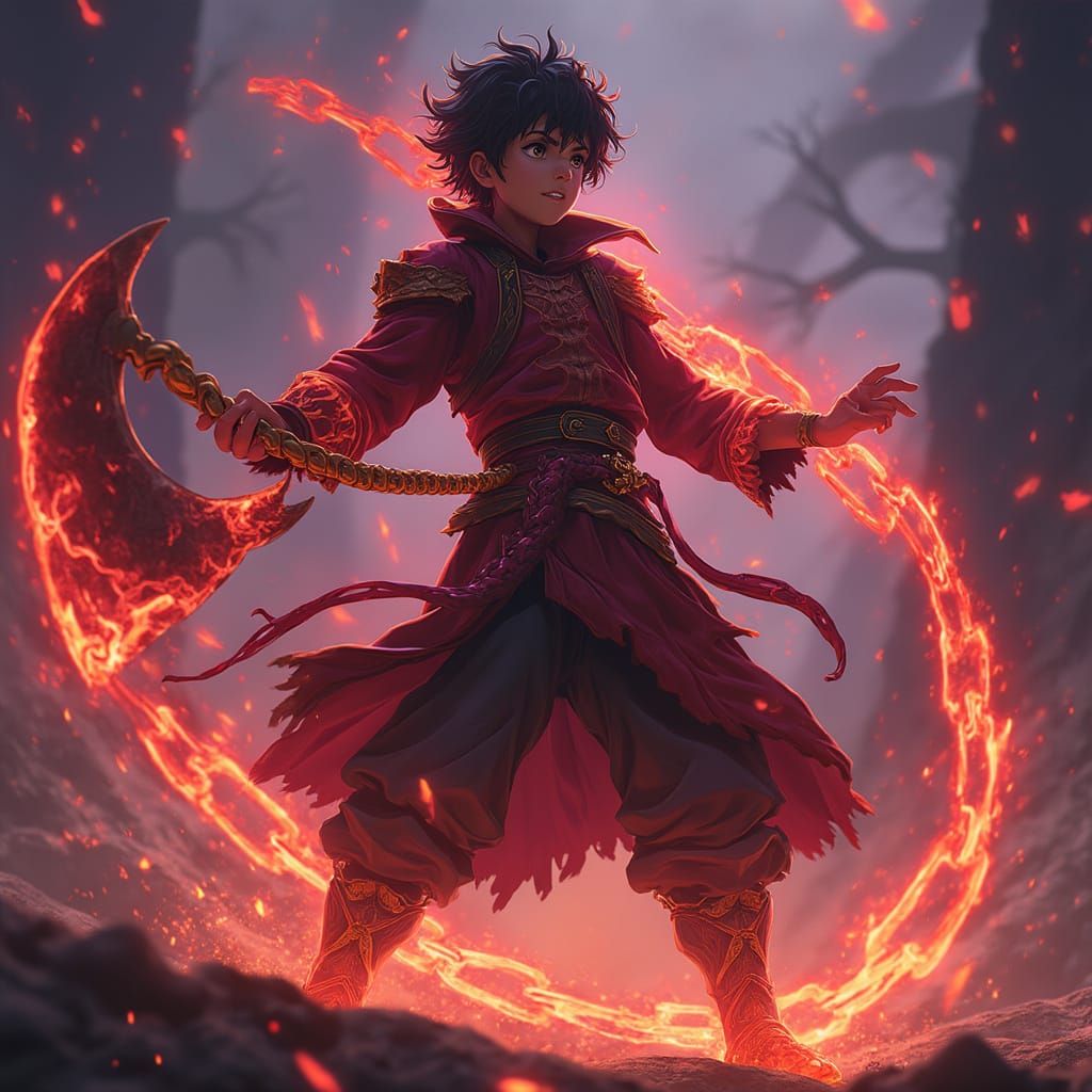 Epic Fantasy Warrior in a Dark, Vibrant Realm