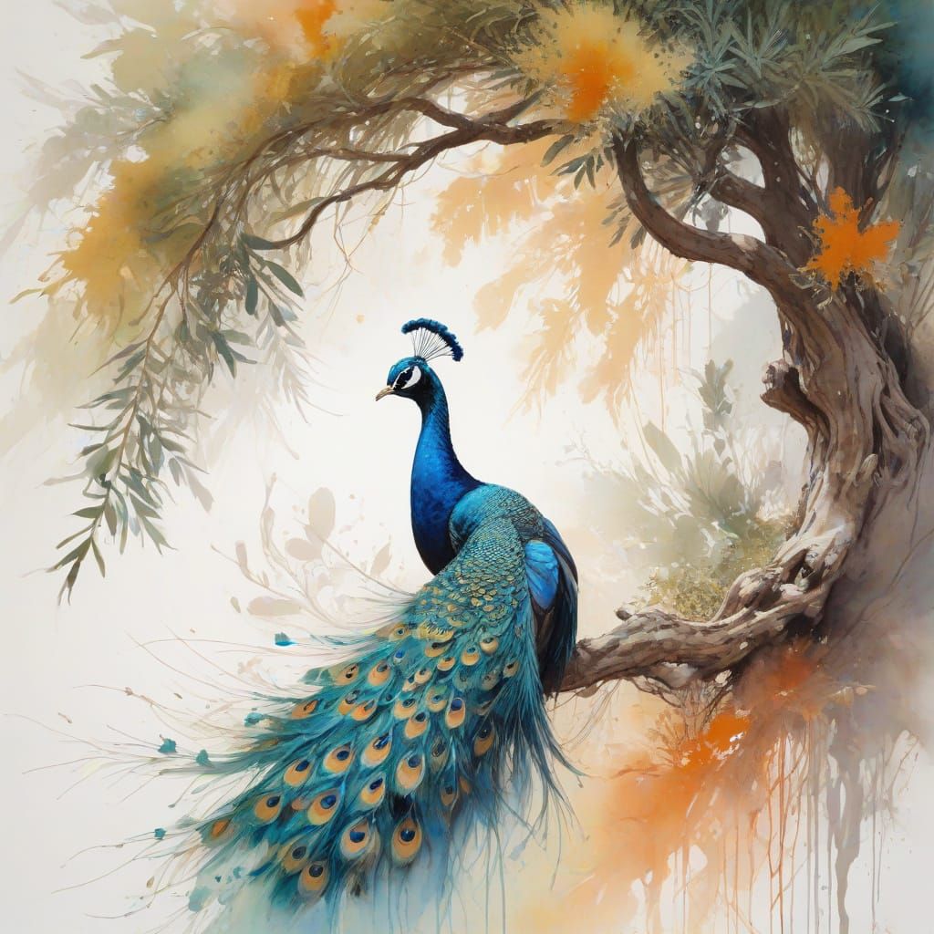A Mediterranean Oasis with Majestic Peacock