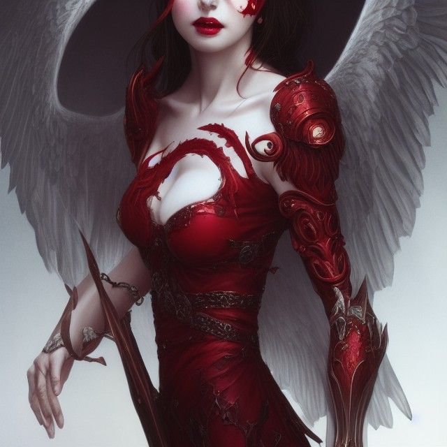 Serene Angelic Face in Demonic Armor
