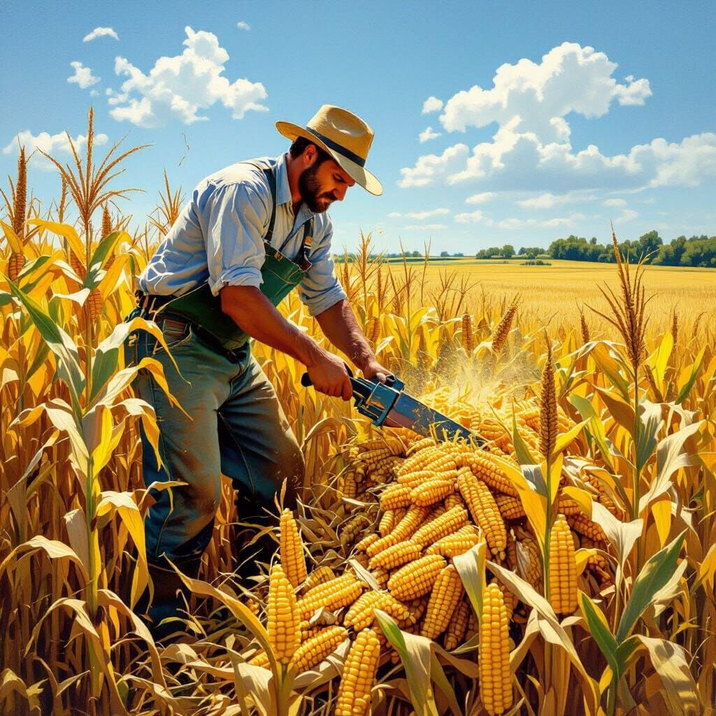 Photorealistic Concept Art of a Green Corn Harvester