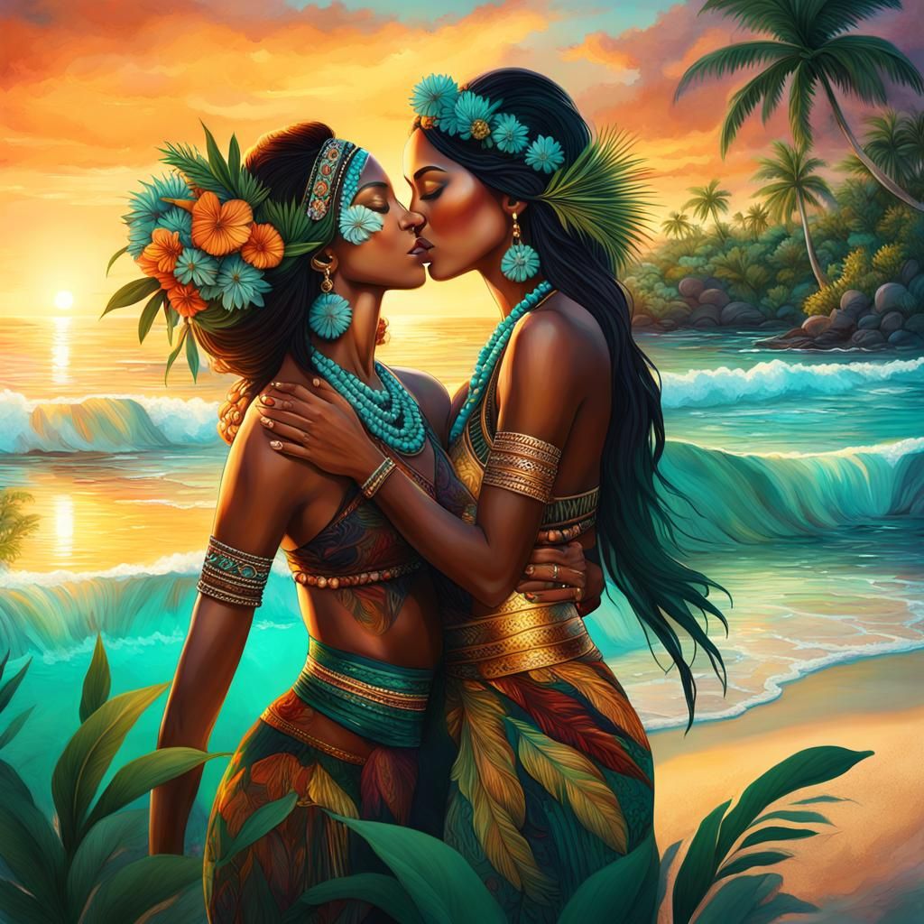 Sensual Island Embrace in Tropical Paradise