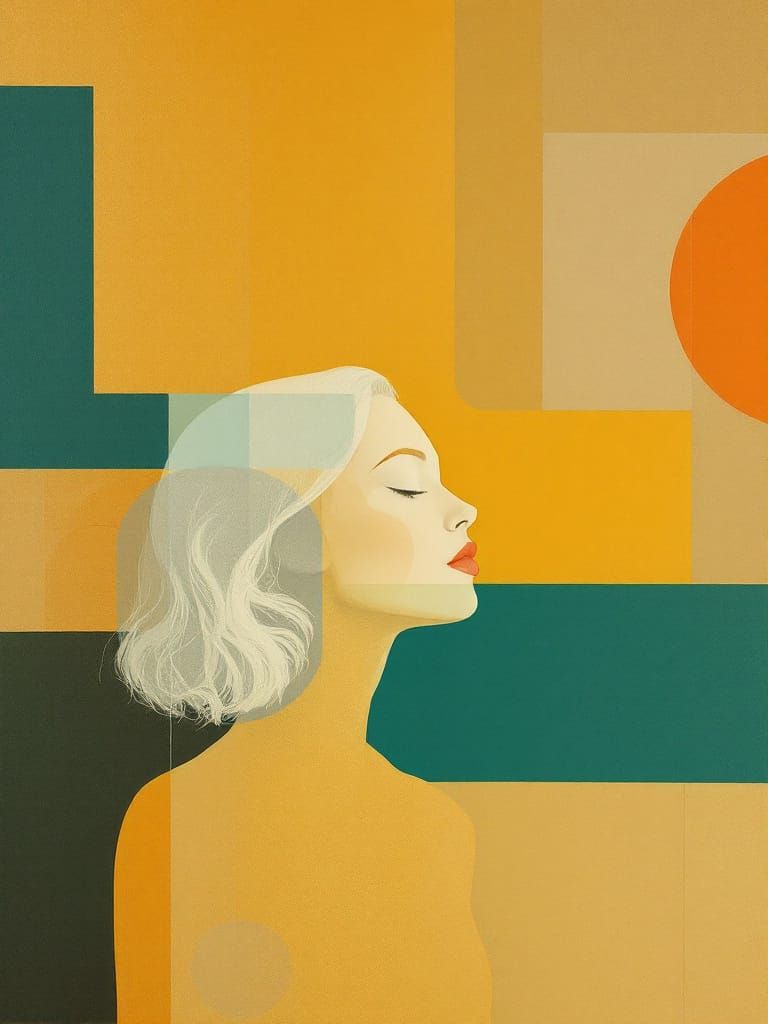 Blond Pin-Up Woman in Warm Minimalism