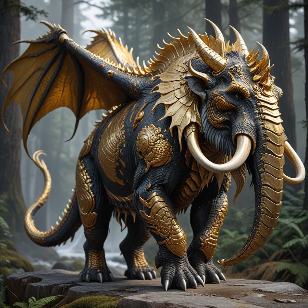 Mammoth Dragon Hybrid with Golden Scales
