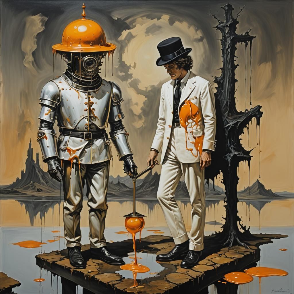 Clockwork Souls: A Surrealist Oil Painting