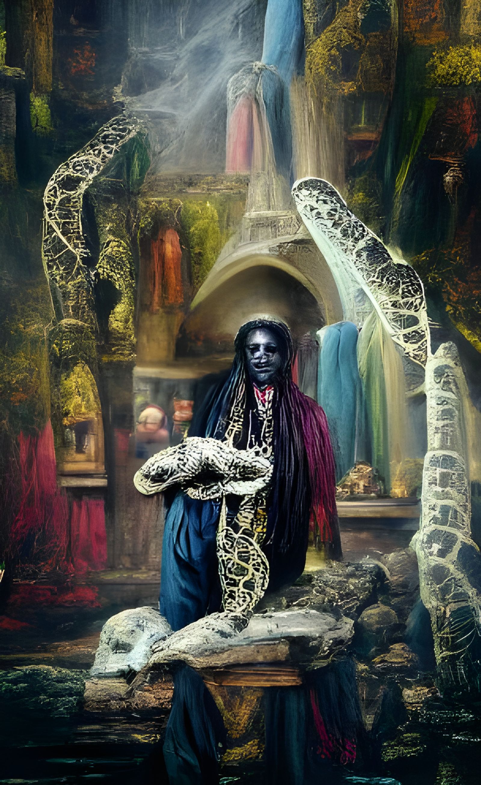 Papa Legba and Snake in Fauvist Style