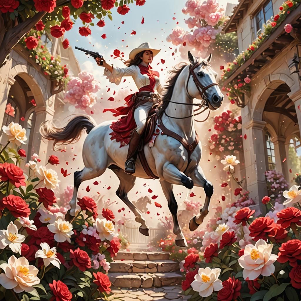 Cowboy Flower Explosion: Fantasy Concept Art