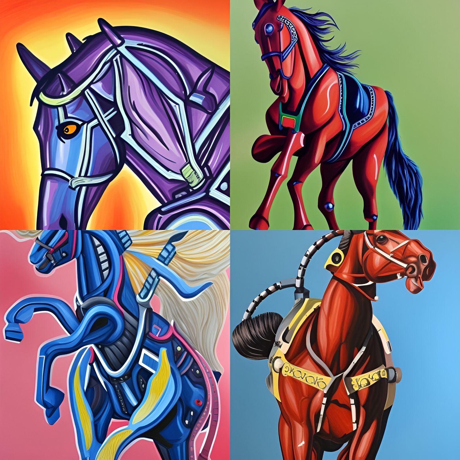 Gouache Painting of a Robot Horse