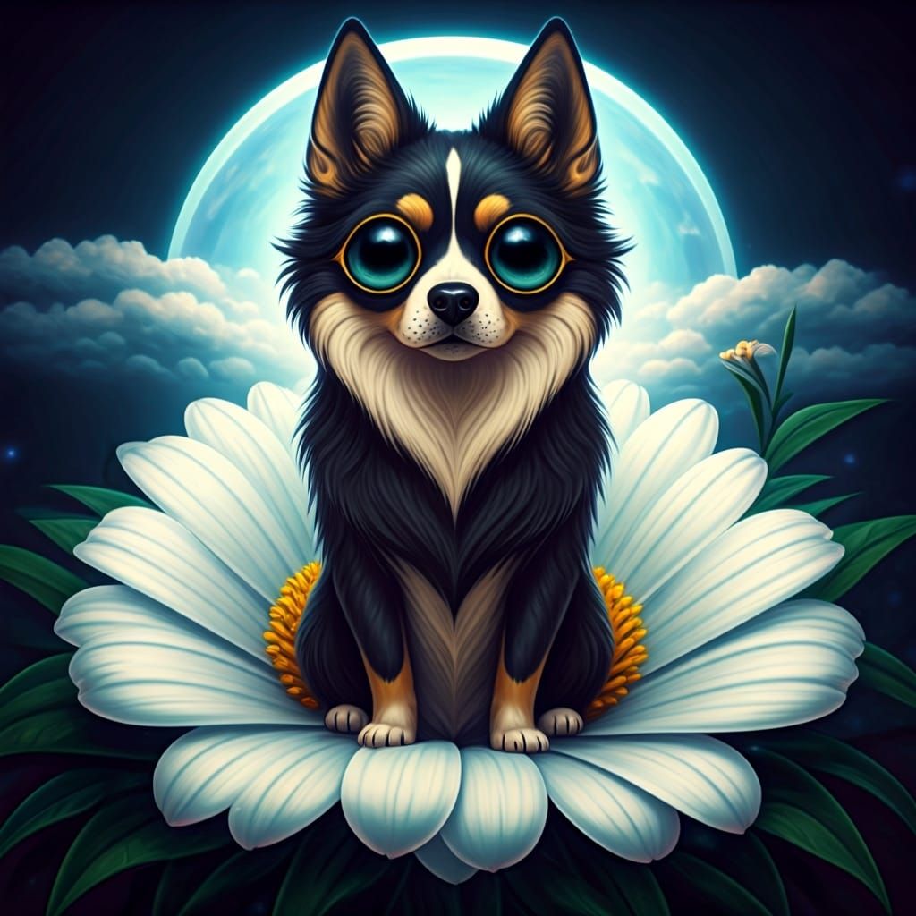 Funko Pop Dog on Flower, Pop Surrealism