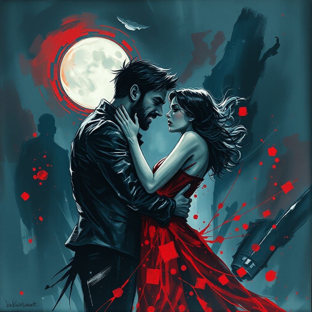 Passionate Argument Under Dark, Moonlit Skies