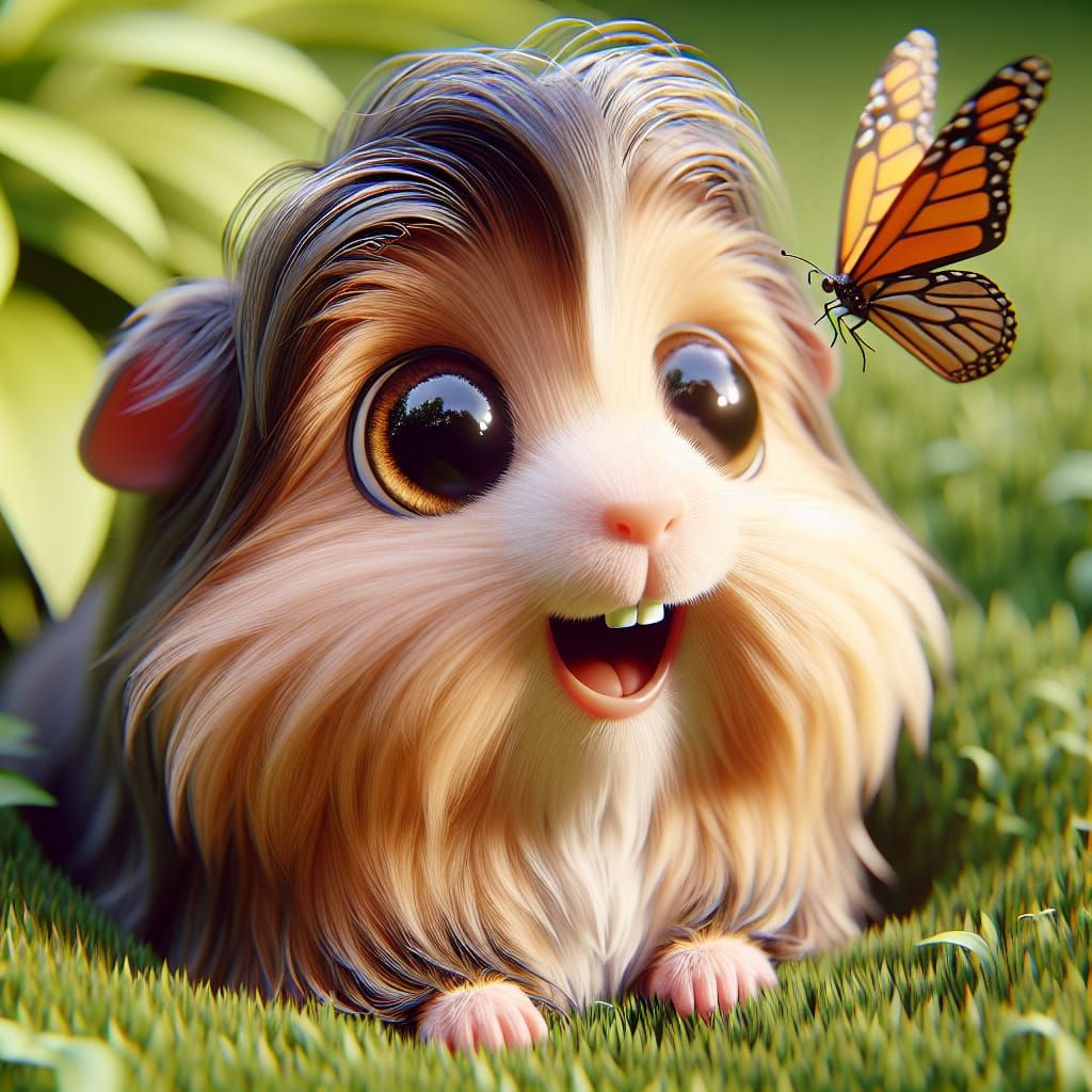 Guinea Pig and Monarch Butterfly in 3D