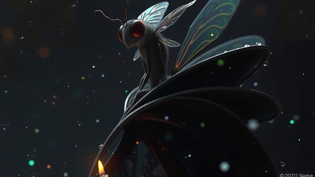 Mystical Firefly in Snowglobe: Digital Anime Artwork