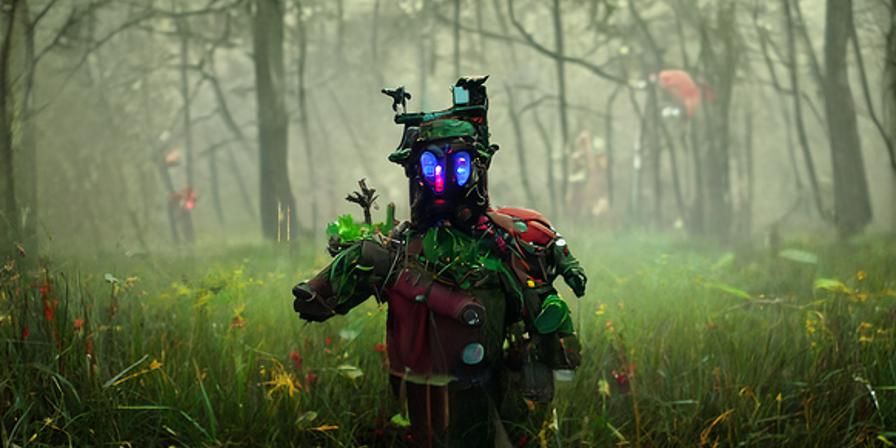 Gamekeeper with Solarpunk Mask in Misty Swamp