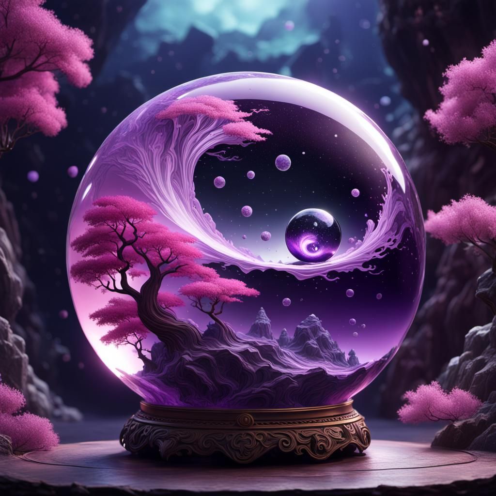 Yin and Yang in Crystal Ball, Digital Art