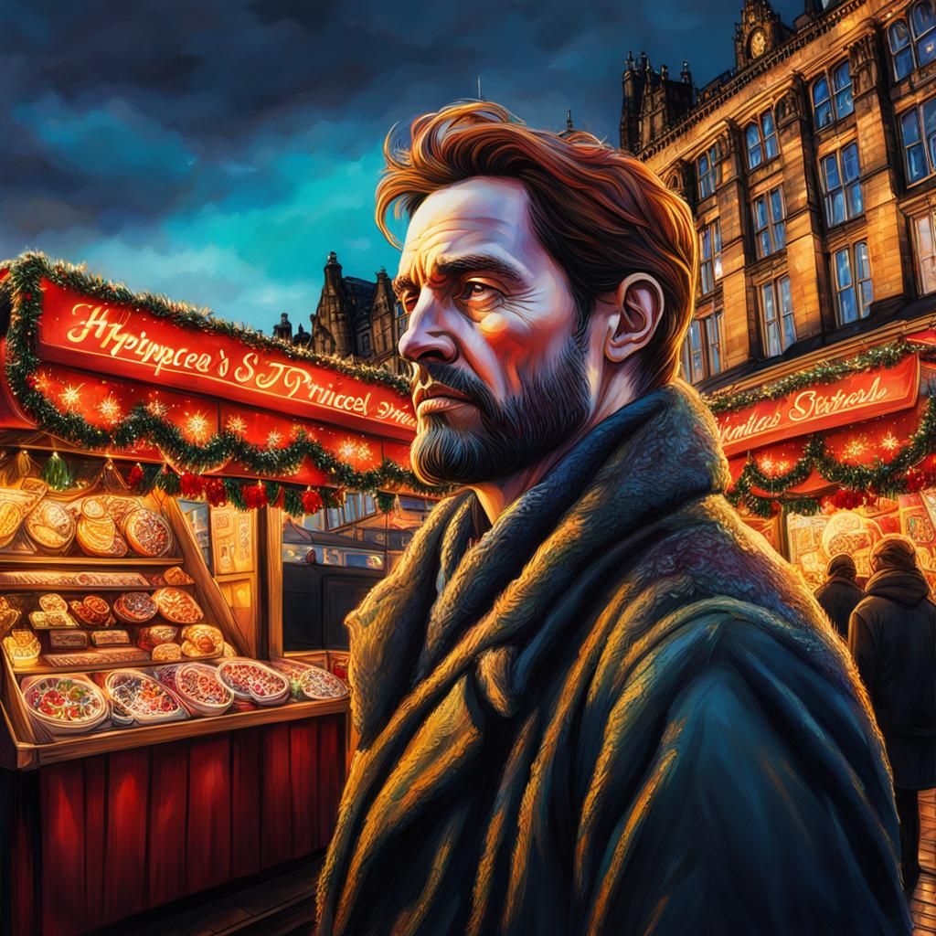 Edinburgh Christmas Markets in Splash Art Style