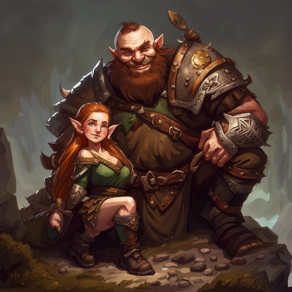 Dwarf and Elf Warriors Triumph Over Ogre