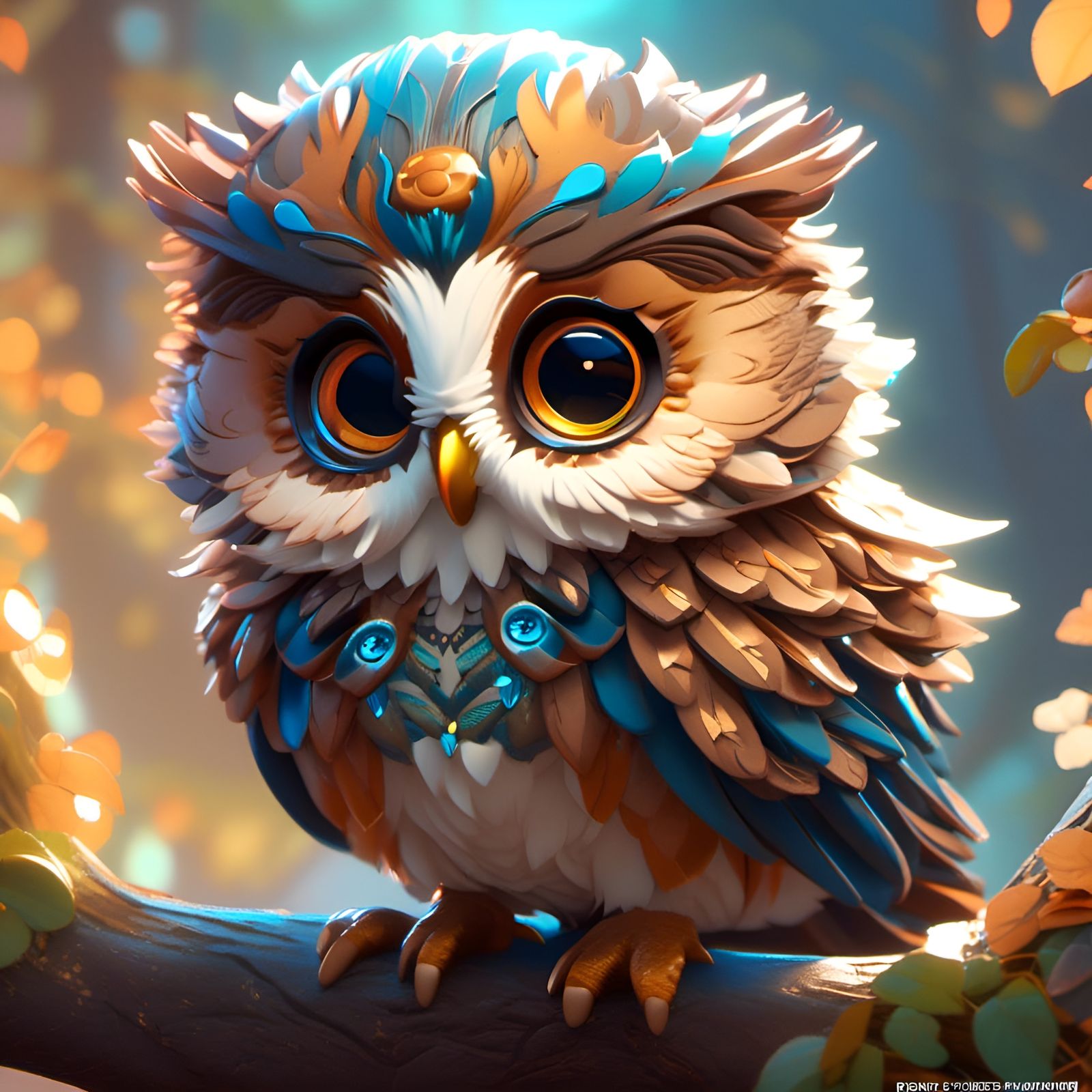 Adorable Chibi Owl Portrait in Detailed Concept Art