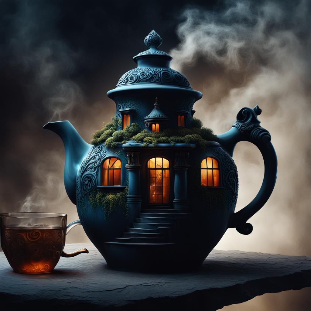 Surreal Pottery Teapot-House in Digital Matte Painting