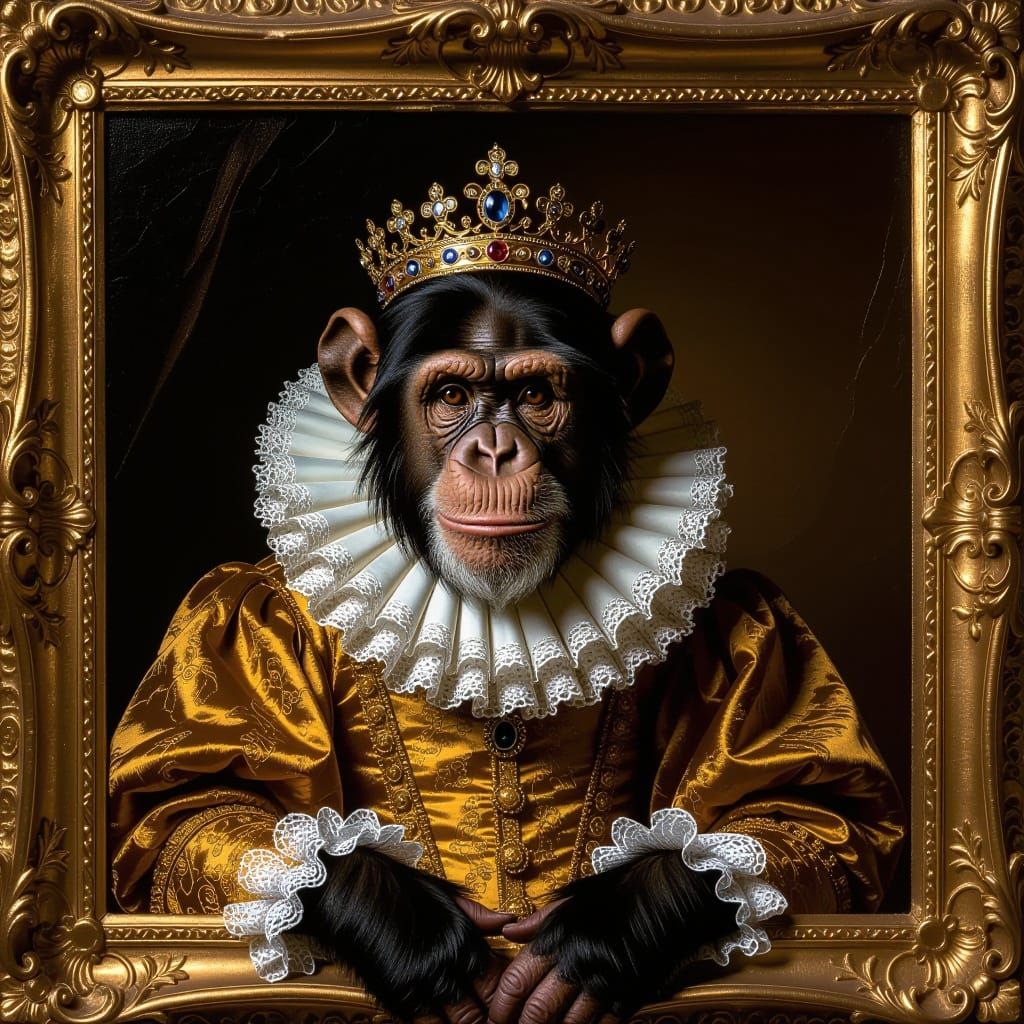 Renaissance Chimp Princess Oil Painting Masterpiece