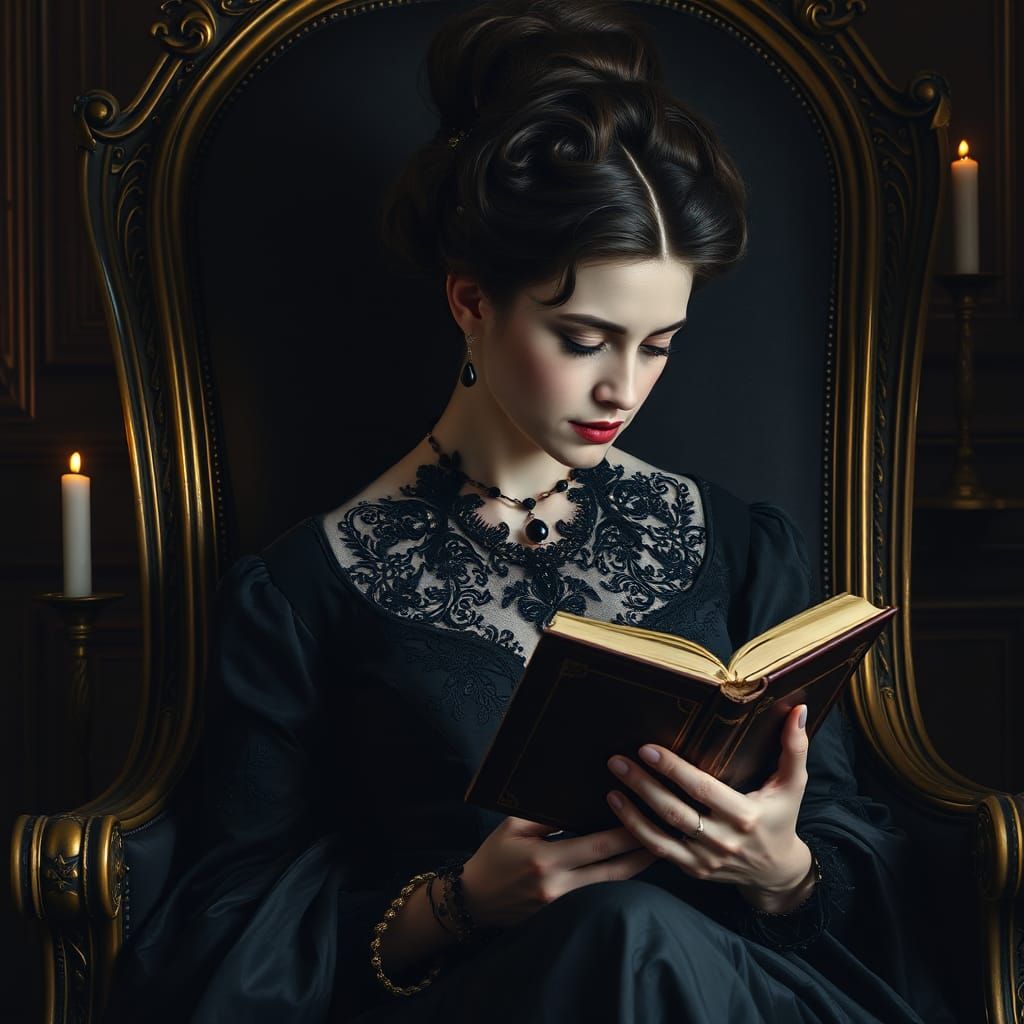 Mary Shelley in Gothic Portrait with Frankenstein