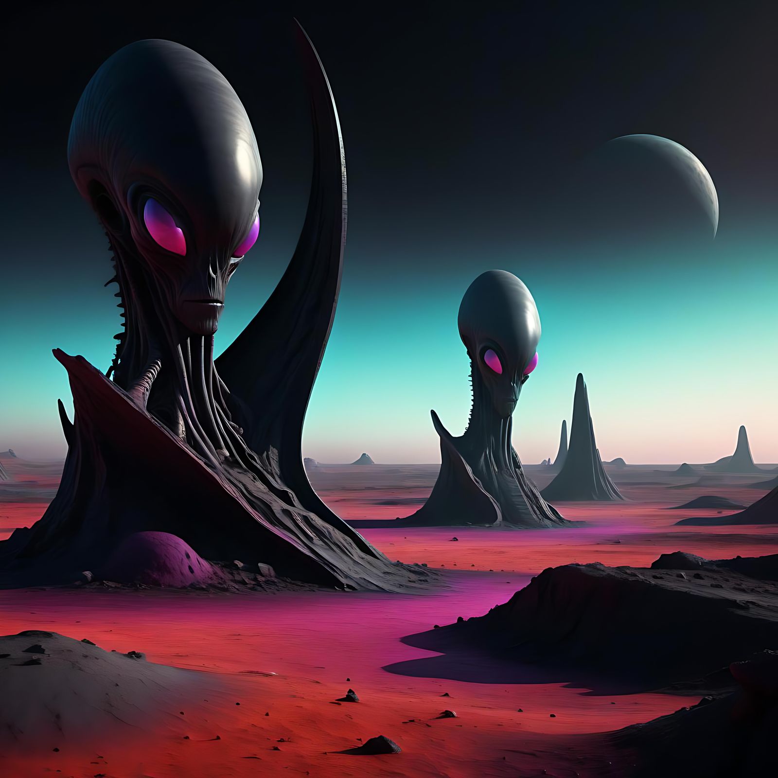 Desolate Alien Landscape with Strange Construct