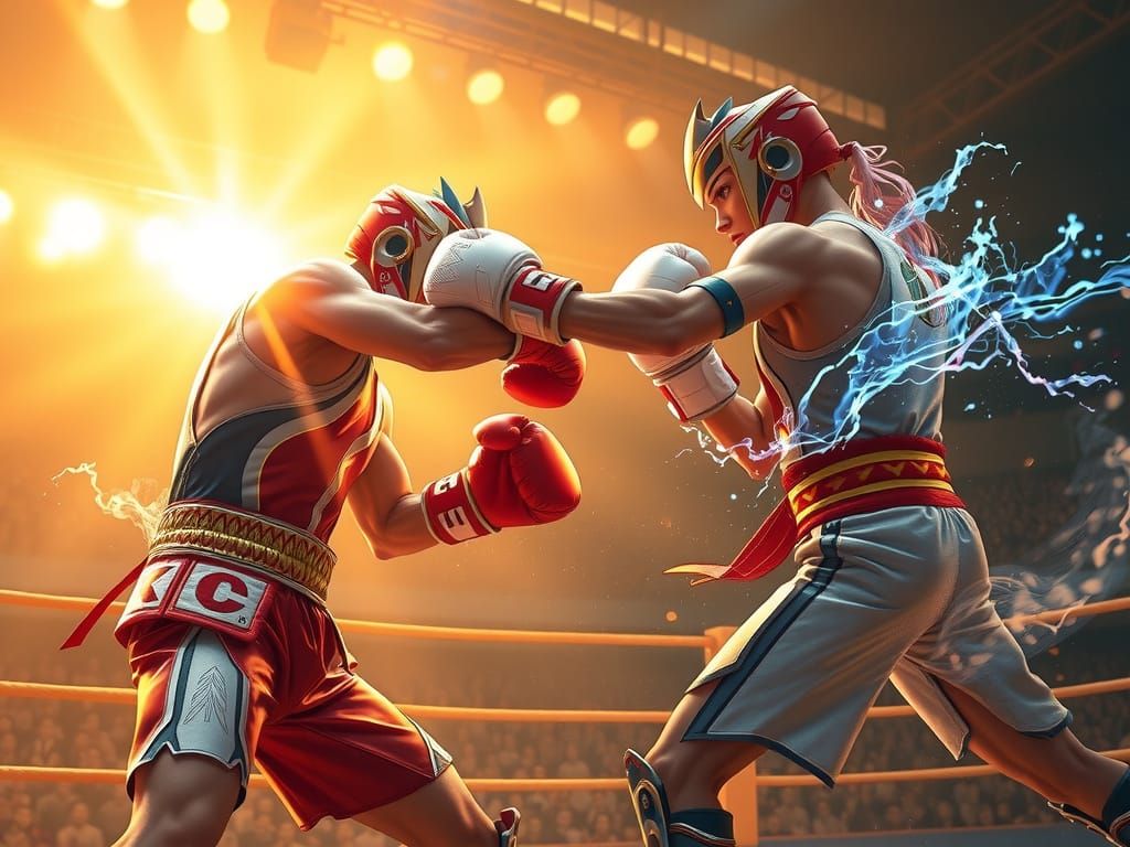 Surreal Boxing Epic in Vibrant 3D Anime Style