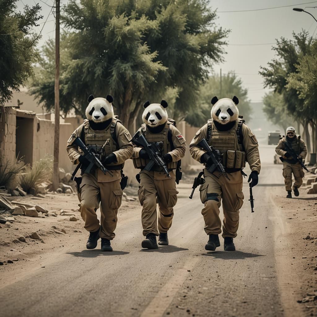 PMC Pandas in Iraq: Cinematic Film Still