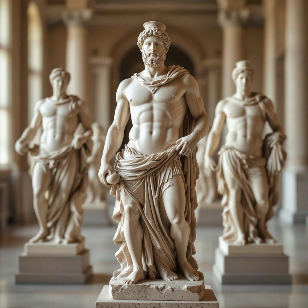 Hyperrealistic Ancient Olympic Athletes Stone Sculptures