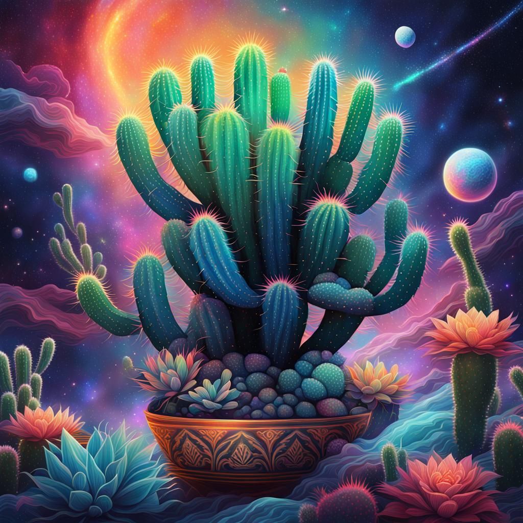 Holographic Space Cactus by Pablo Amaringo, 8K