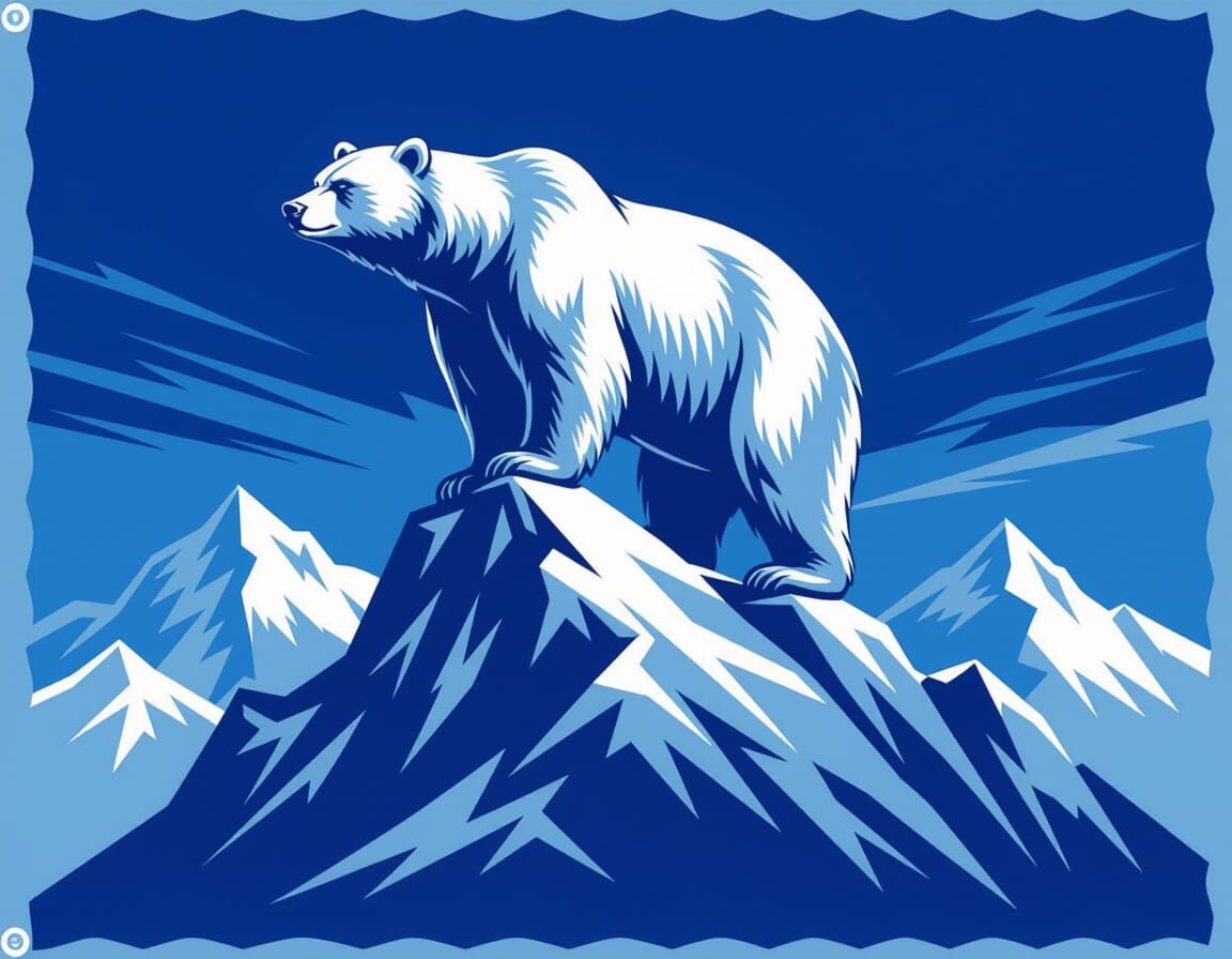 Silver Bear Flag on Mountain Peak