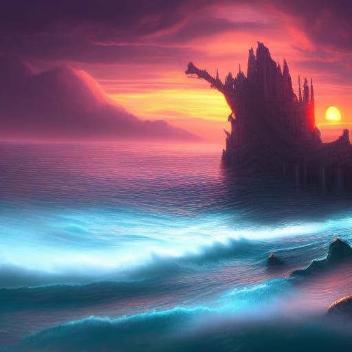 Fantastical Underwater Sunset in Deep Color