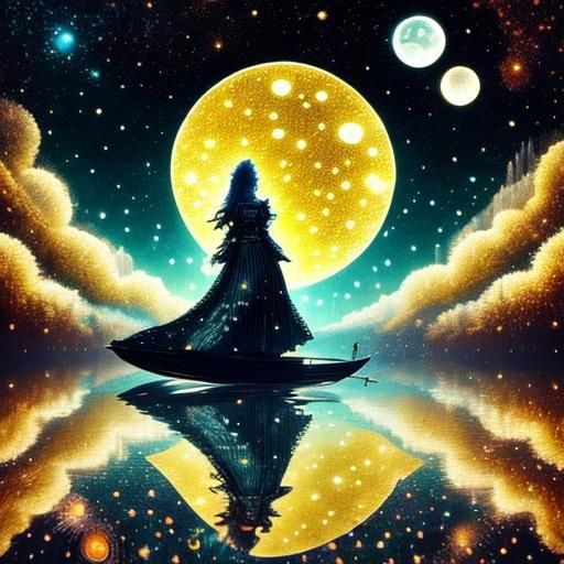 Cloud Art Girl in Fractal Abstract Style