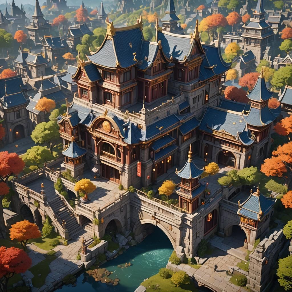 Genshin Impact McDonald's: Detailed Matte Painting