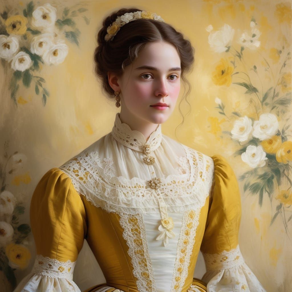Elegant Lady in 19th Century Fashion