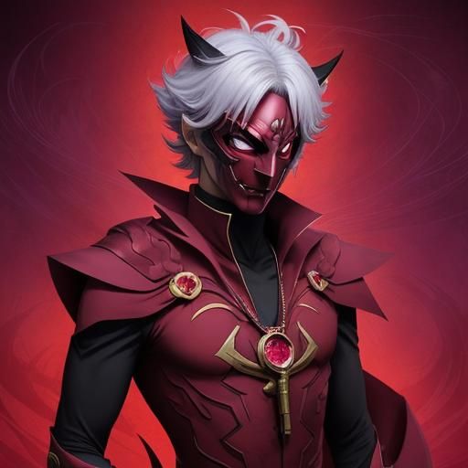 Crimson Trickster in Anime-Style Universe with Mask