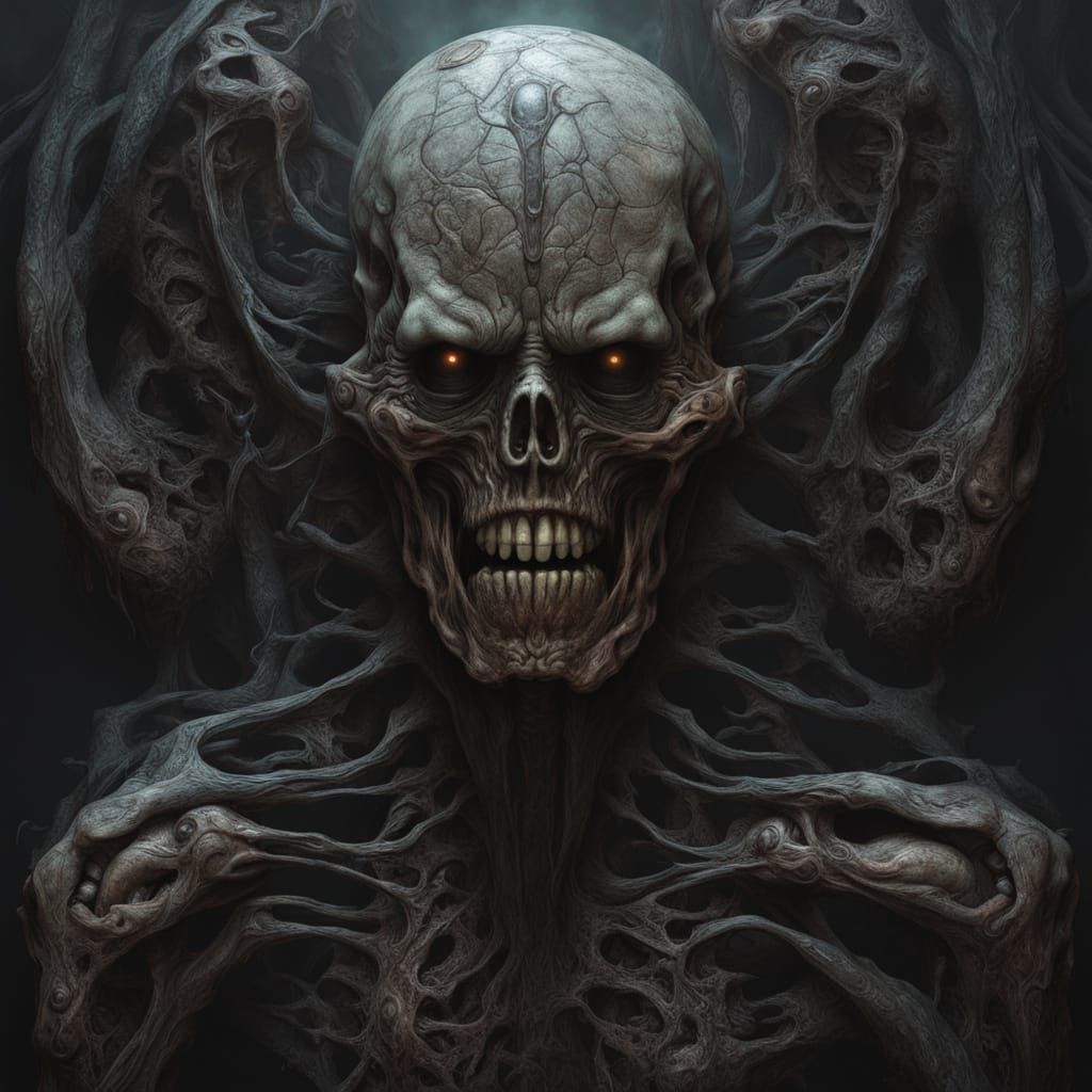 Grotesque Dark Fantasy Portrait in High Contrast