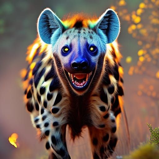 Ornate Bioluminescent Hyena in Hyperrealistic Digital Art