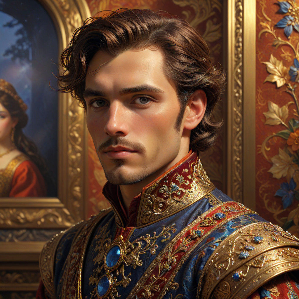 Dignified Noble in Ornate Gilded Opulence