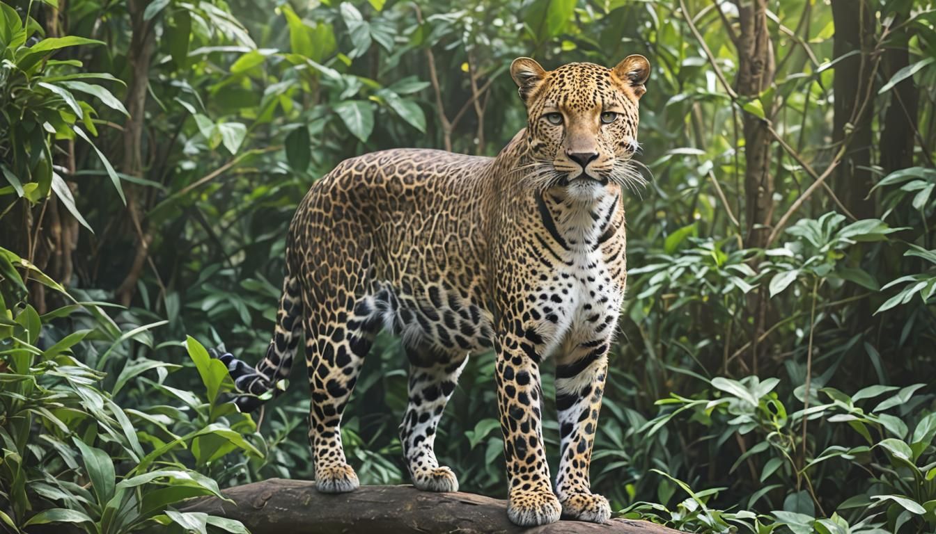 Leopard Portrait in Lush Jungle Environment