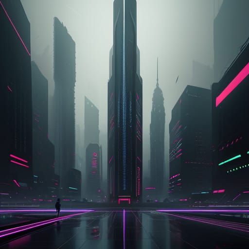 Futuristic Metropolis Under Neon Twilight