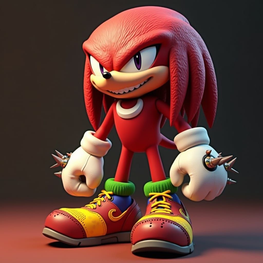 Hyperrealistic Knuckles The Echidna Portrait in Cyberpunk St...