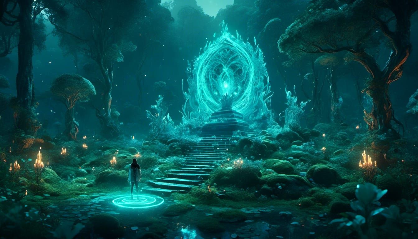 Mystical Forest Altar in 3D Digital Art