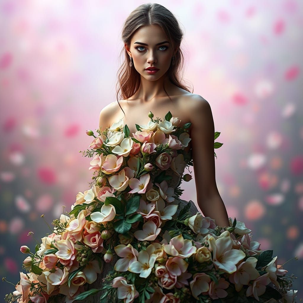 Ethereal Goddess Adorned in Floral Masterpiece