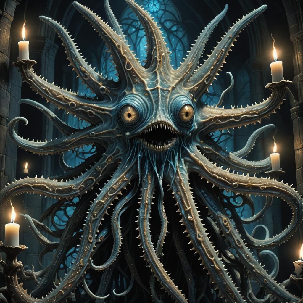 Otherworldly Starfish Alien in Surrealist Horror Art
