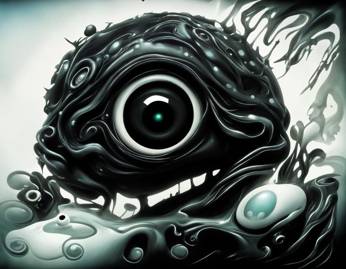 Creepy Cute Monster with Big Eyes in 3D